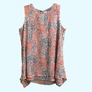 Fever Tank Blouse‎ Women's Size S Double Layer Shirt Top Floral Orange